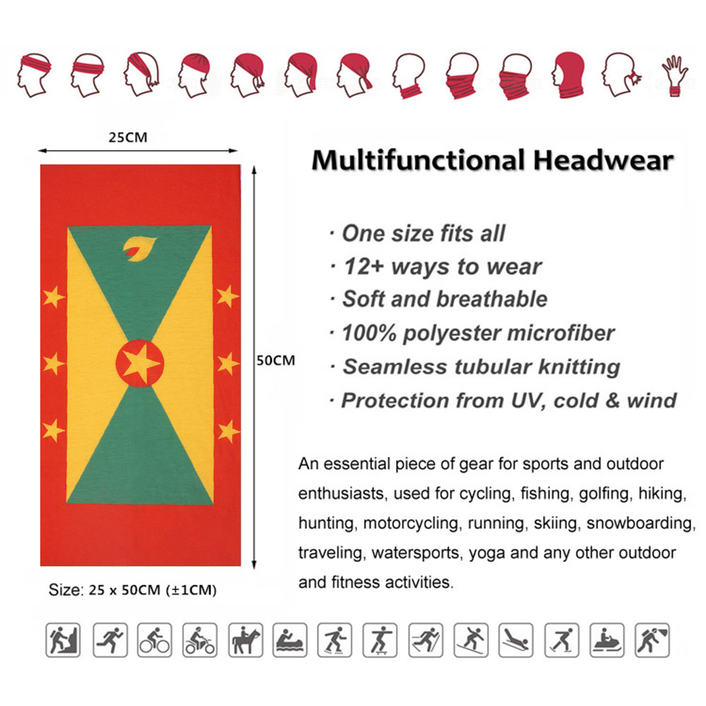 Grenada Flag Pattern Face Band - Running Gear Headband recension och pris